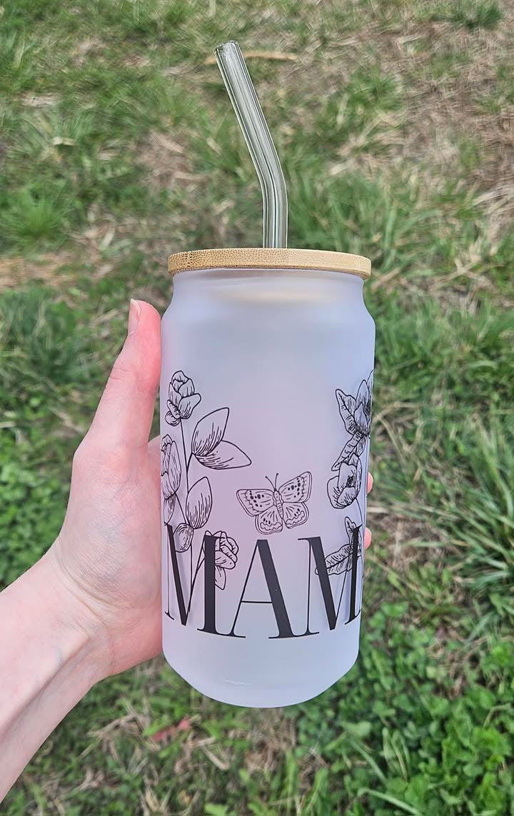 Mama Frosted Glass Cup