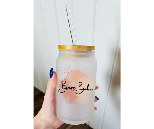 Boss Babe Frosted Glass Tumbler