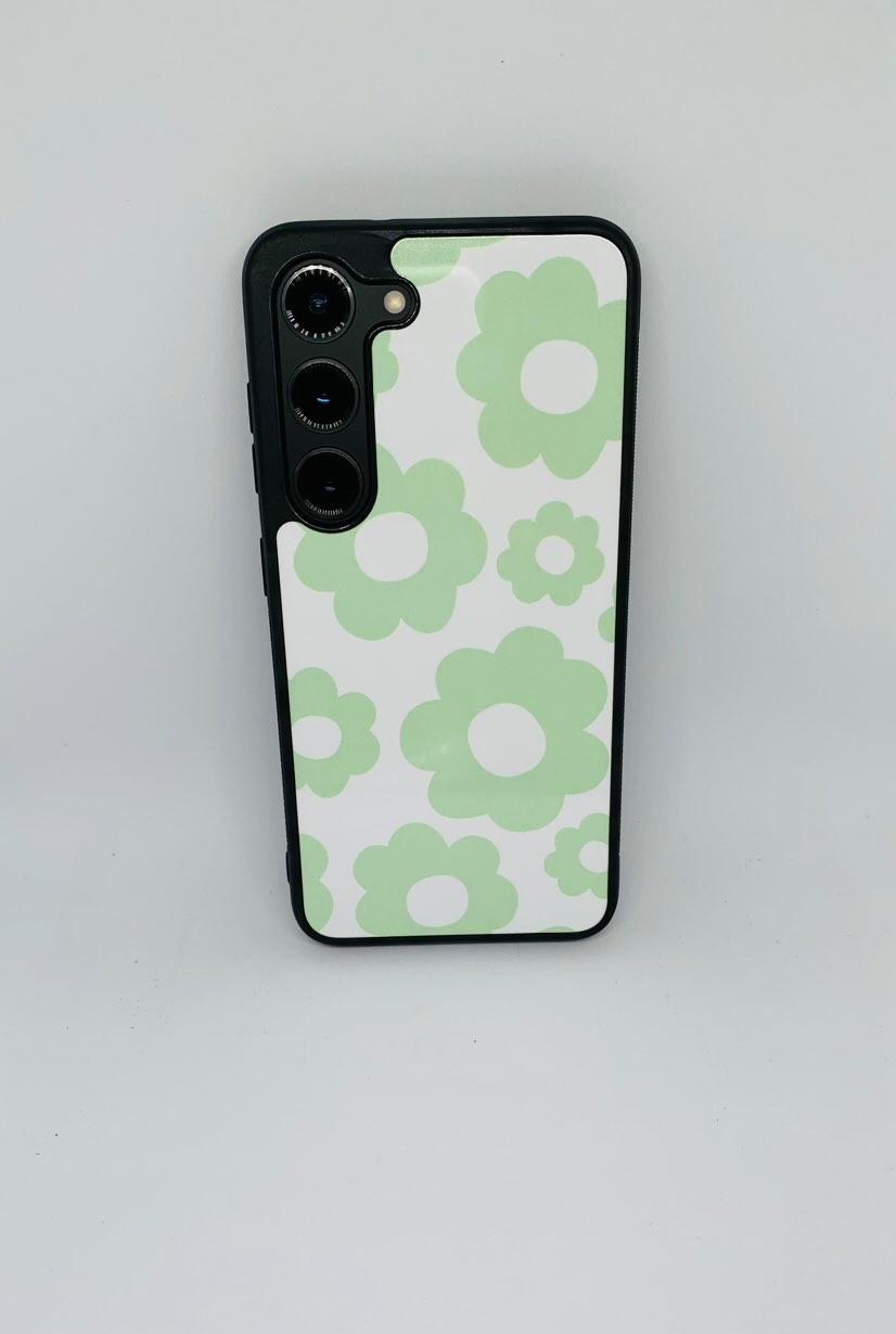 Green Retro Flower Phone Case Apple + Samsung