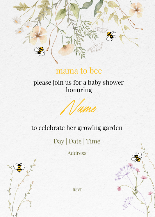 Bee Baby Shower Invitations