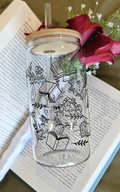 Books + Flowers Glass Cup