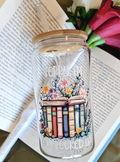 Floral All Booked Up Glass Cup