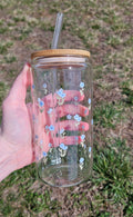 Little Blue Flowers Glass Cup