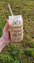 Passenger Princess with her Iced Coffee Glass Cup